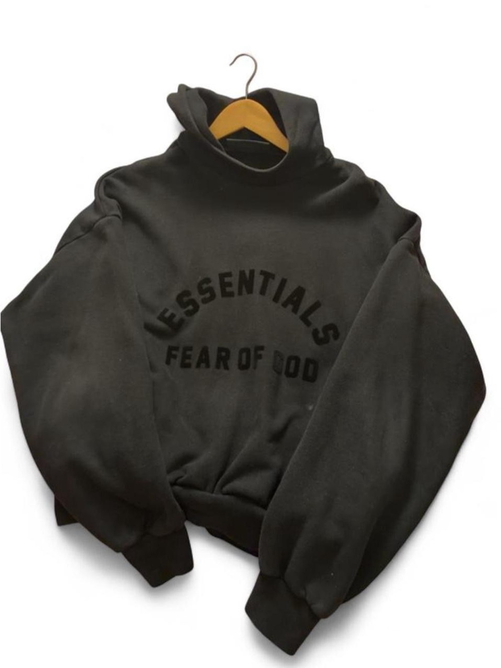 Essentials Fear of God Black Turtleneck Logo Sweatshirt